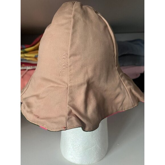 Vintage 1960\'s Hot Pink & Green Flowered Cotton Hat Reversible To A Beige Hat main image 7